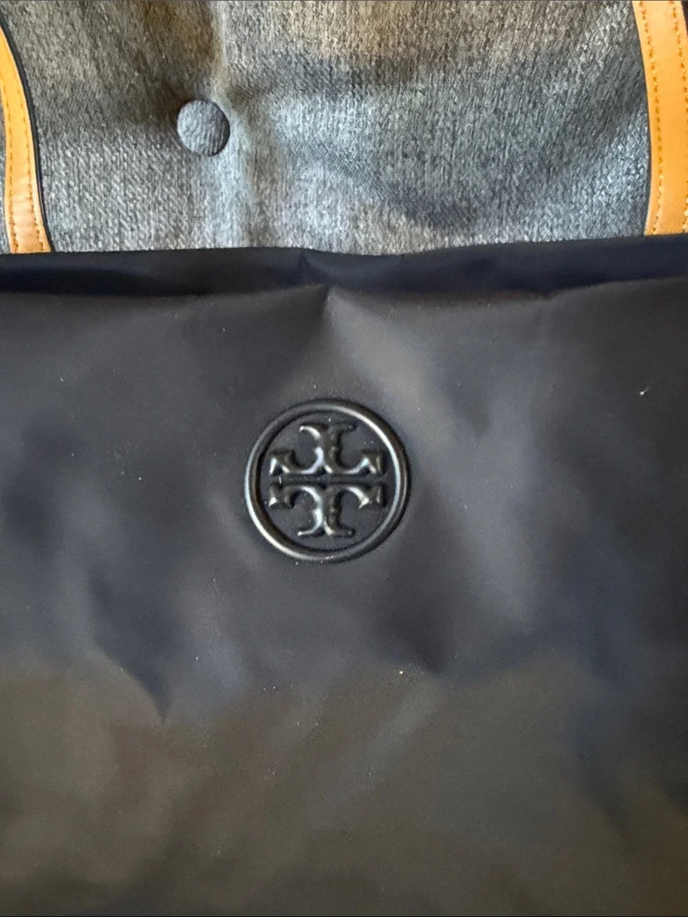 Tory Burch Black Tote with Yellow Handles and Burgundy Trim - Picture 2 of 12
